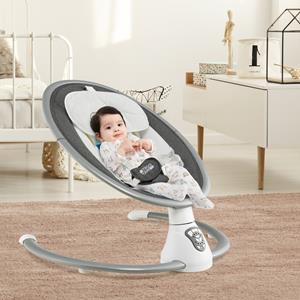 Costway Elektrische Babyschommel met 5 Schommelamplitudes Timer en Bewegingsfunctie op 3 Niveaus Schommelstoel voor Baby's