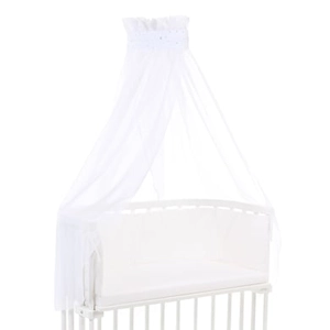 Babybay sand  luifel piqué met lint geschikt voor alle modellen white star mix /azure blue