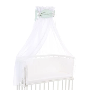 Babybay Cotton canopy Organic Royal met strik geschikt voor alle modellen mint glitter dots goud