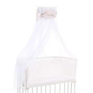 Babybay Cotton  luifel Organic Royal met strik geschikt voor alle modellen beige glitter stippen goud