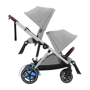 Cybex E-Gazelle S Twin Kinderwagen - Silver - Stone Grey / Mid Grey