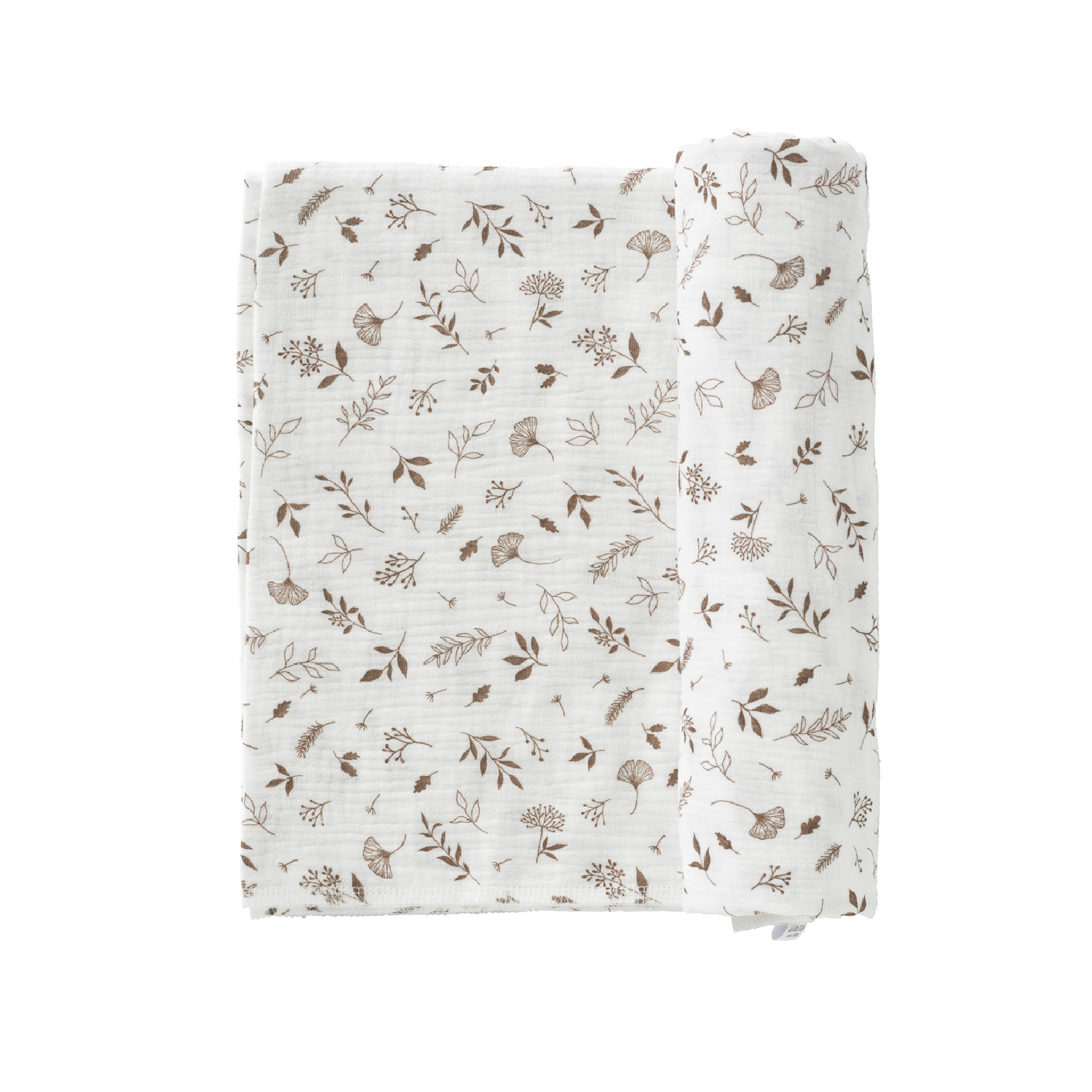 Cottonbaby Soft Multidoek - 120x120 cm - Leaves White/Taupe