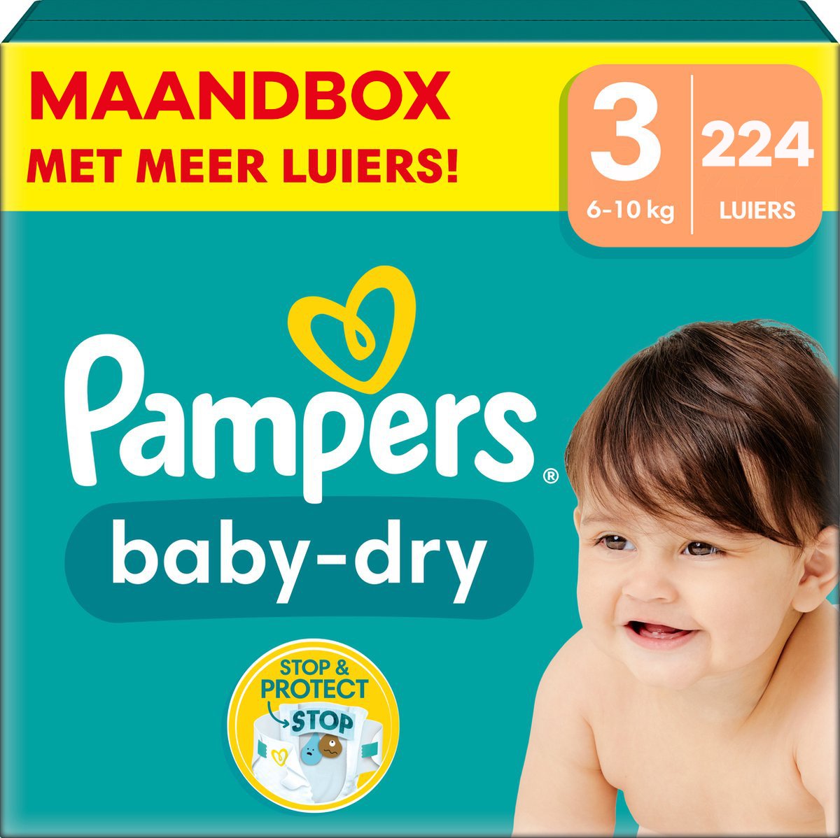 Pampers  Baby Dry - Maat 3 - Maandbox - 224 stuks - 6/10 KG