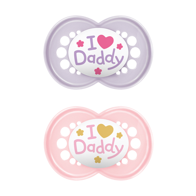 MAM Original Daddy Fopspeen silicone 2 st. 6-16 maanden I love in roze