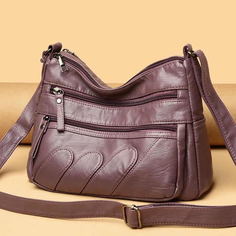Kuluosidi Soft Leather Bag Women's Multi-Layer Mother Bag Large Capacity Shoulder Crossbody Bag