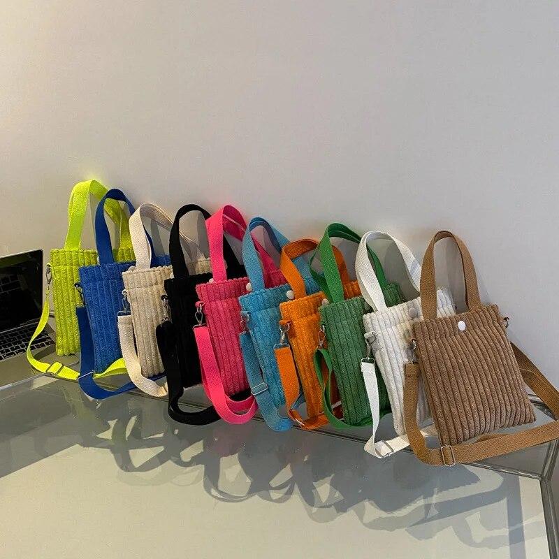 LChome Mini Tote Bag Dames Corduroy Rits Schoudertas Lente Zomer Nieuwe Mode Handtas Enkele Schoudertas Crossbody Klein