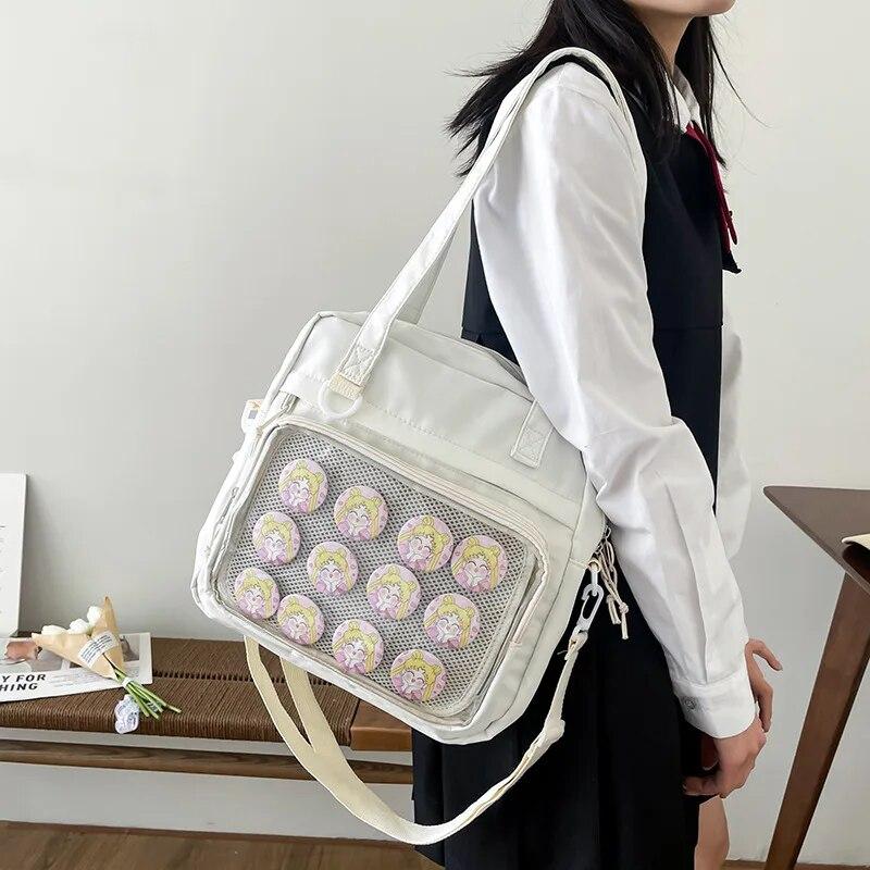 HaiKouLiJinHaiKeJiYouXianGongSi Japanse Stijl Kawaii Itabag Voor Poppen Grote Handtassen Nieuwe Nylon Schooltassen Voor Tienermeisjes Tote Schoudertas JK Crossbody tas