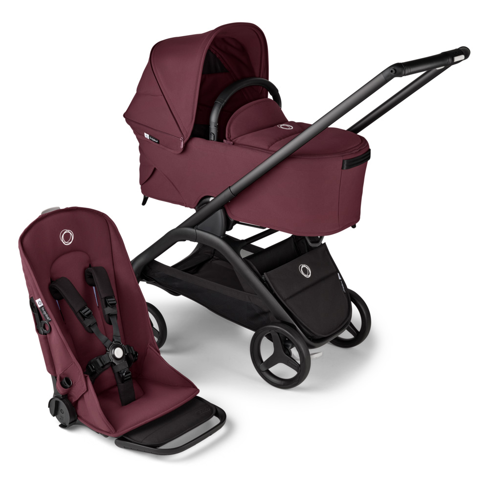 Bugaboo Dragonfly Complete Kinderwagen - Black/Dark Cherry-Dark Cherry