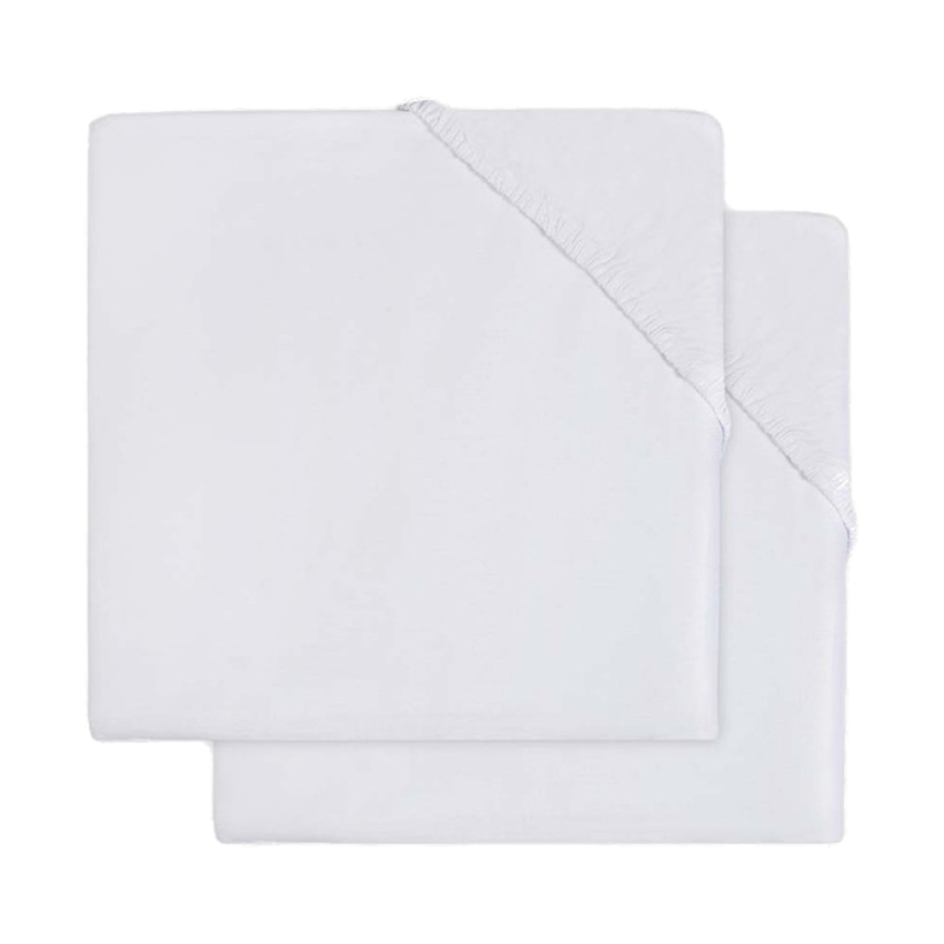 Jollein Hoeslaken Boxmatras - 2 Pack - 75 x 95 cm - Jersey - White