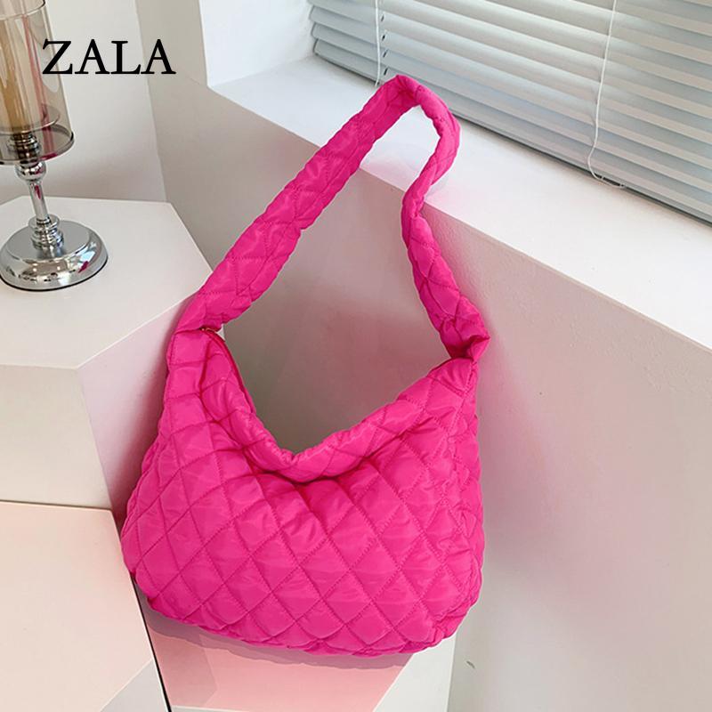 ZALA Bag Winterdons borduurgaren schoudertas Mode gewatteerde knoedel Crossbody tas met grote capaciteit 38x9x34cm