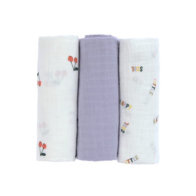 Lässig Swaddle & Burp 3-pack mousseline doeken L Happy Furits Cherry