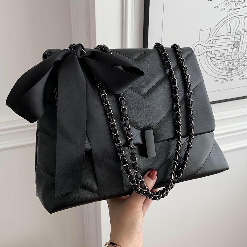 Tringa Crossbodytassen voor dames Mode gewatteerde schoudertas met converteerbare kettingriem Klassieke handtas zwart