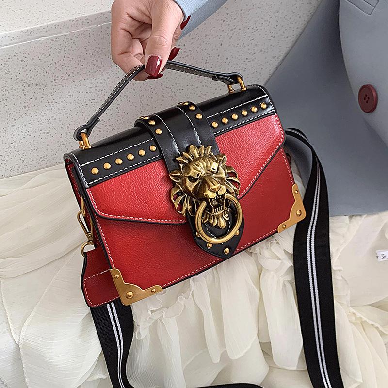 Umsif Crossbodytas Satchel portemonnee voor dames Mode leeuwenprint portemonnee met brede riem Luxe PU lederen handtas Handtassen met bovenhandvat Schoudertas voor dames zwart