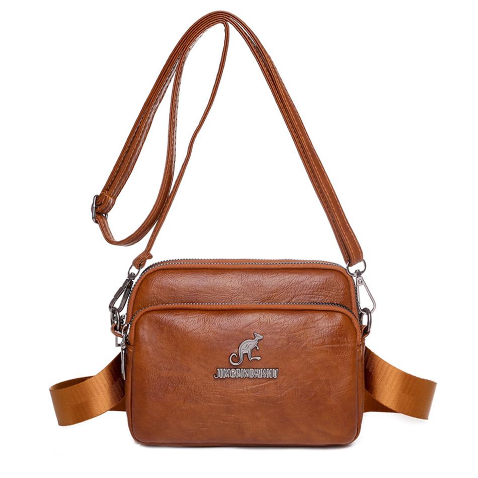JINBAOSEN BAG 3 Lagen Ritsen Schouder Handtas Hoge kwaliteit Schouder Crossbody Sac Multifunctionele Taille Borst Zakken Luxe Designer Portemonnee Sac zwart