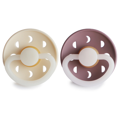 FRIGG Cream Twilight Maanfase nachtfopspeen set van 2 0-6 maanden / Mauve