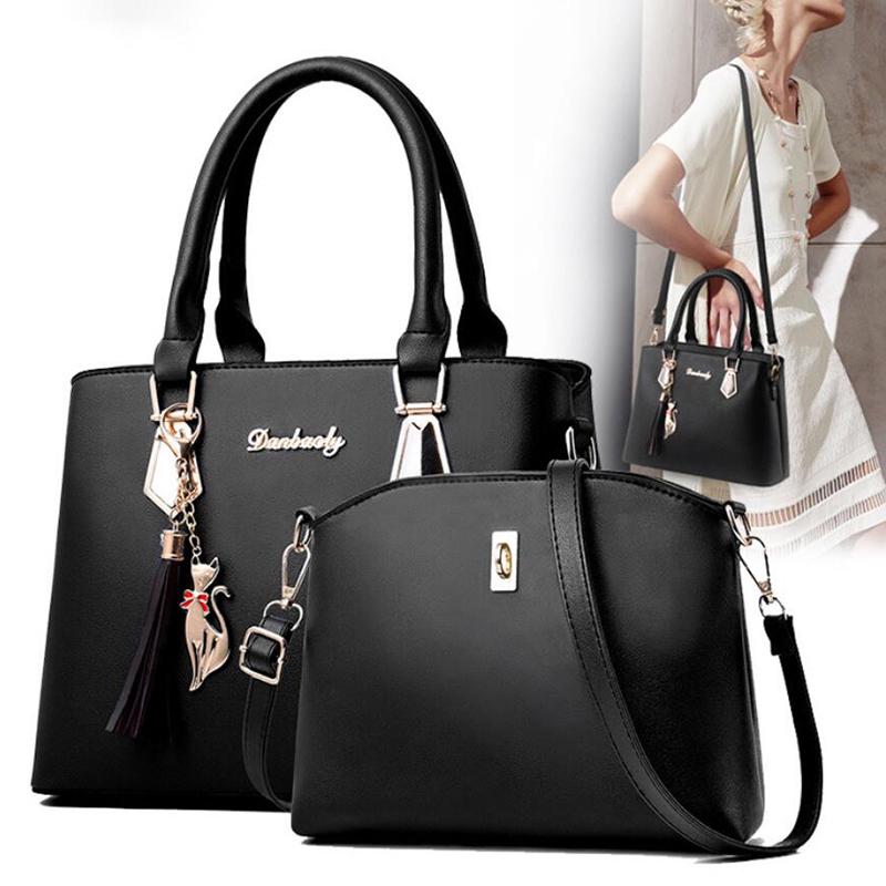 Smile Vrouwen stevige tas portemonnee messenger Tassels crossbody tas zwart