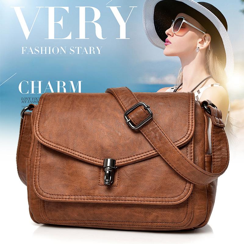Mandarin Zachte leren trendy retro crossbody tas Hoge kwaliteit leren handtassen Crossbody dames messenger bags paars