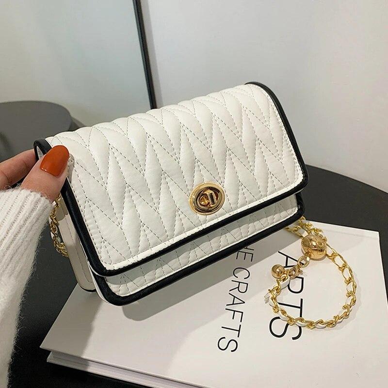 DR-clothing Nieuwe mode dames schoudertas eenvoudige ketting textuur kleine vierkante tas lichte luxe feest crossbody tas portemonnees en handtassen zwart
