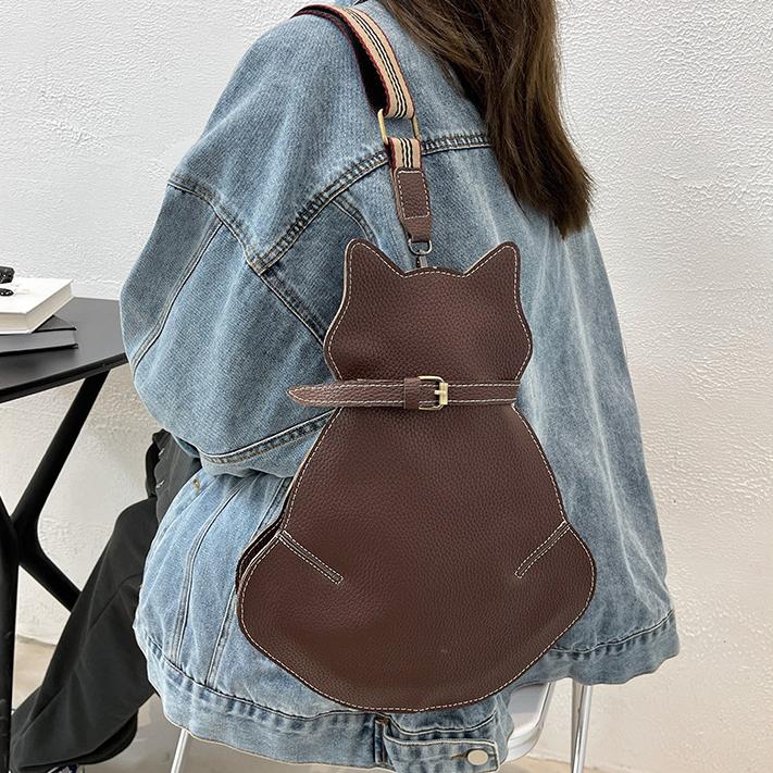 Umsif Katvormige Sling Handtassen Kunstleren Cross Borst Schoudertas Portemonnee voor Vrouwen Grote Capaciteit Schattige Crossbody Tas voor Vrouwen en Meisjes Rugzak zwart