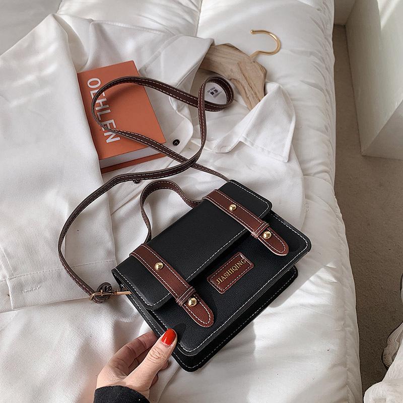 Exquisite handbag NO 1 Hoogwaardige klassieke effen schoudertas met textuur voor dames, crossbodytas, modieuze kleine vierkante tas kaki