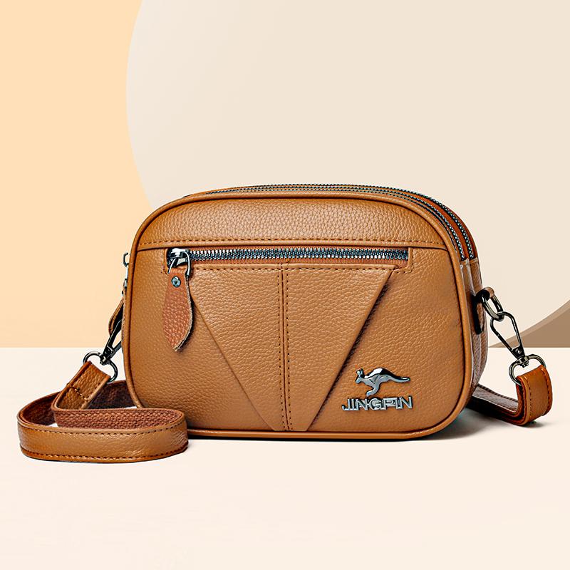 Kuluosidi Leren schoudertas Dames Crossbody tas Moedertas Stiksels Multi-Layer Kleine vierkante tas zwart