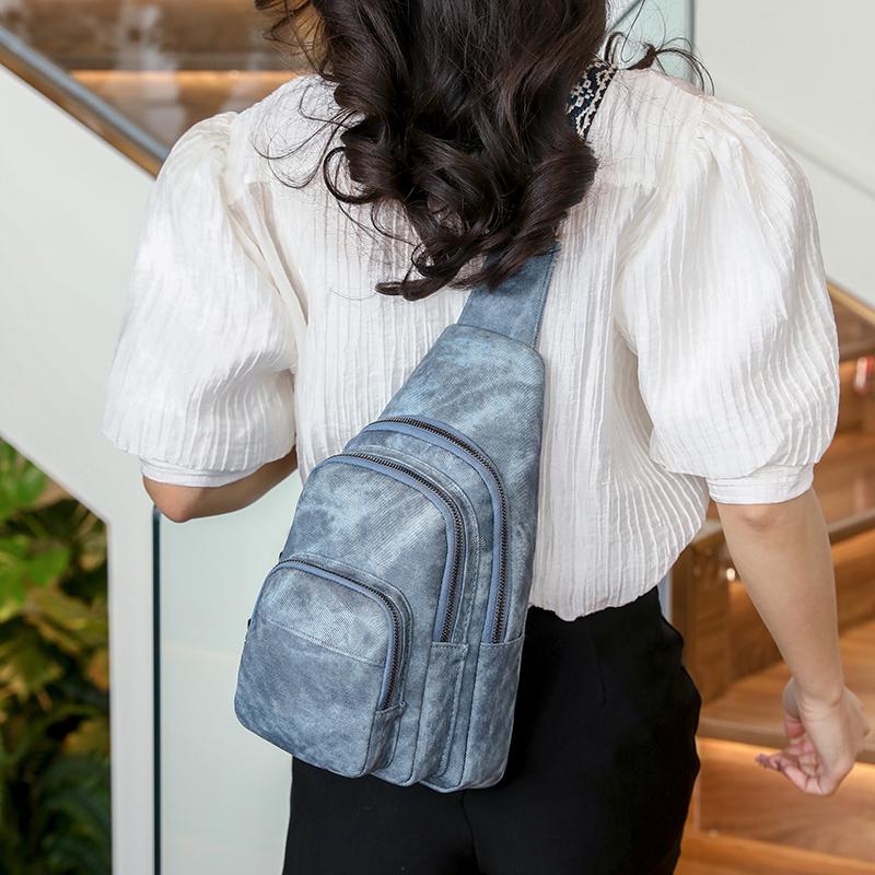Kuluosidi Vrouwen Borsttas Waterdicht PU Grote Capaciteit Multi-Pocket Crossbody Tas Reis Schoudertas blauw