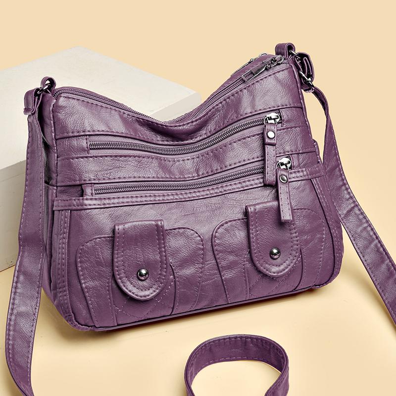 Kuluosidi Grote capaciteit dames crossbody tas meerlagig zacht leer dames middelbare leeftijd moeders schoudertas rood