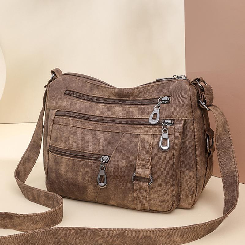 Kuluosidi Moedertas Vintage Dames Schouder Crossbody Tas Multi-Pocket Dames Mobiele Telefoon Tas bruin