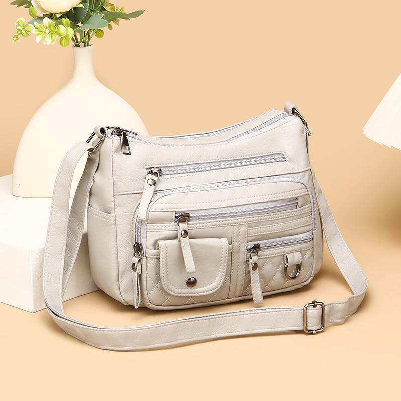 KULUOSIDI BAG Dames Multi-Pocket Stitching Multi-Layer Schouder Crossbody Tas wijn