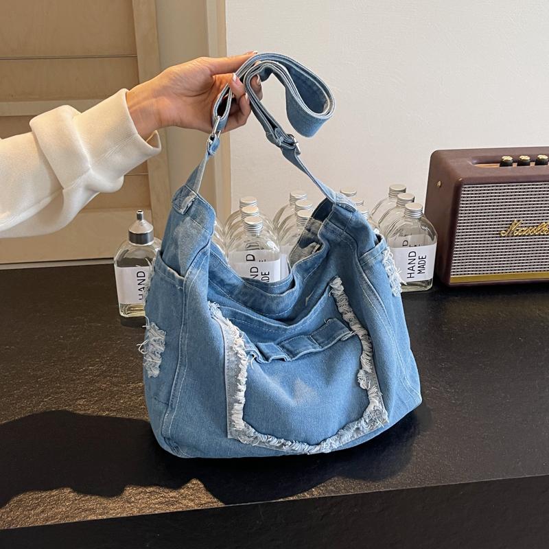Kuluosidi Denim Messenger Bag Dames Grote Capaciteit Crossbody Tas Studenten Schoudertas zwart