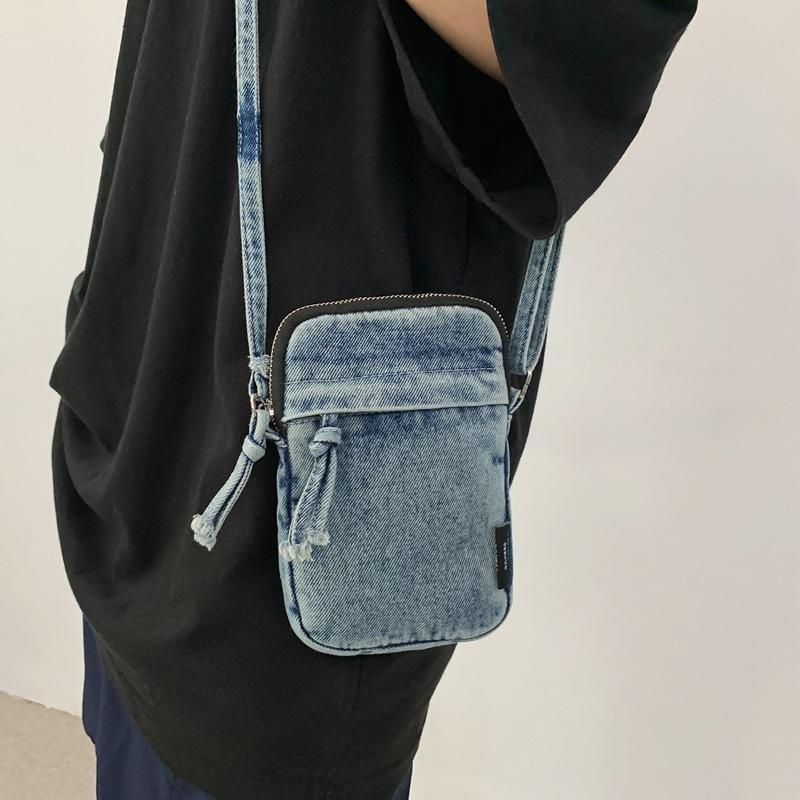 Kuluosidi Denim telefoontas rits mini schouder crossbody tas voor vrouwen mannen donkerblauwe kleur