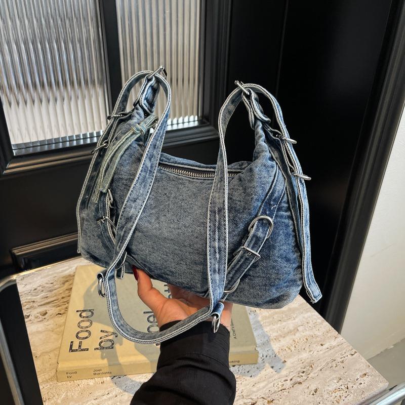 JINBAOSEN BAG Super populaire Koreaanse gewassen denim tas voor vrouwen Nieuwe trend Casual forenzen Crossbody tas Veelzijdige grote capaciteit Schouder Bajavascript:G