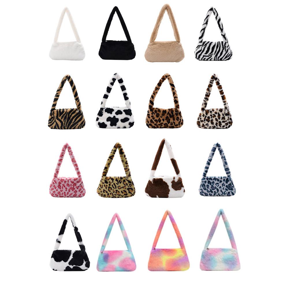 Lucky Black Cat Retro Animal Pattern Okseltas Dames Mini Pluche Schouder Handtassen Portemonnee 6