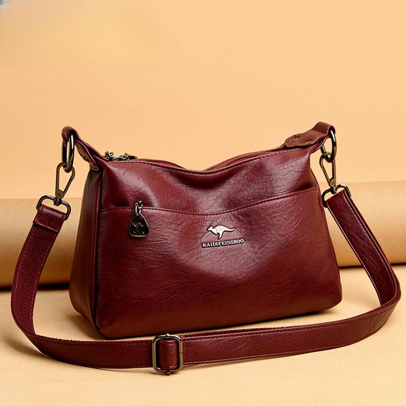 Versatile bag Dames Multi-pocket Messenger Bag Hoge Kwaliteit Zachte PU Lederen Schoudertassen Casual Crossbody Tassen voor Vrouwen 2022 Nieuwe Tote 26cm x 11cm x 18cm