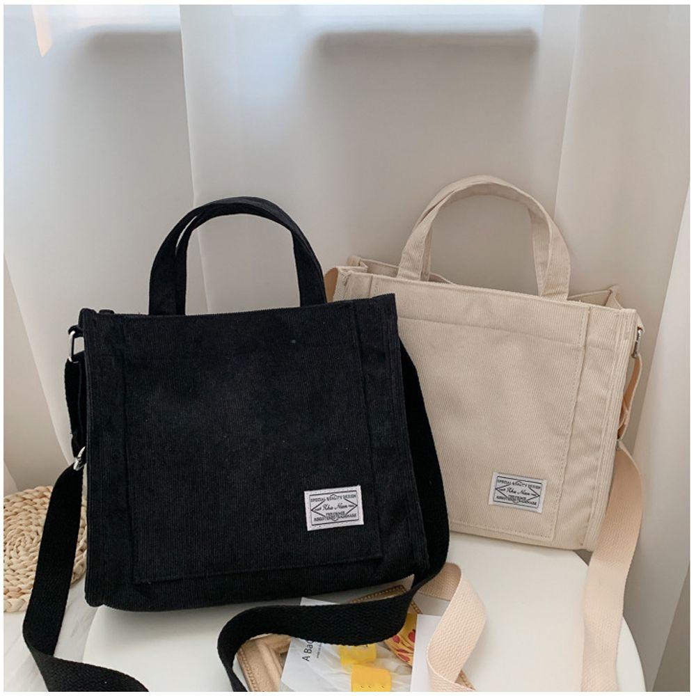 Leather bag Vrouwen Corduroy Rits Schoudertas Kleine Katoenen Canvas Handtas Casual Tote Vrouwelijke Eco Crossbody Tas Vintage Messenger Bags bruin