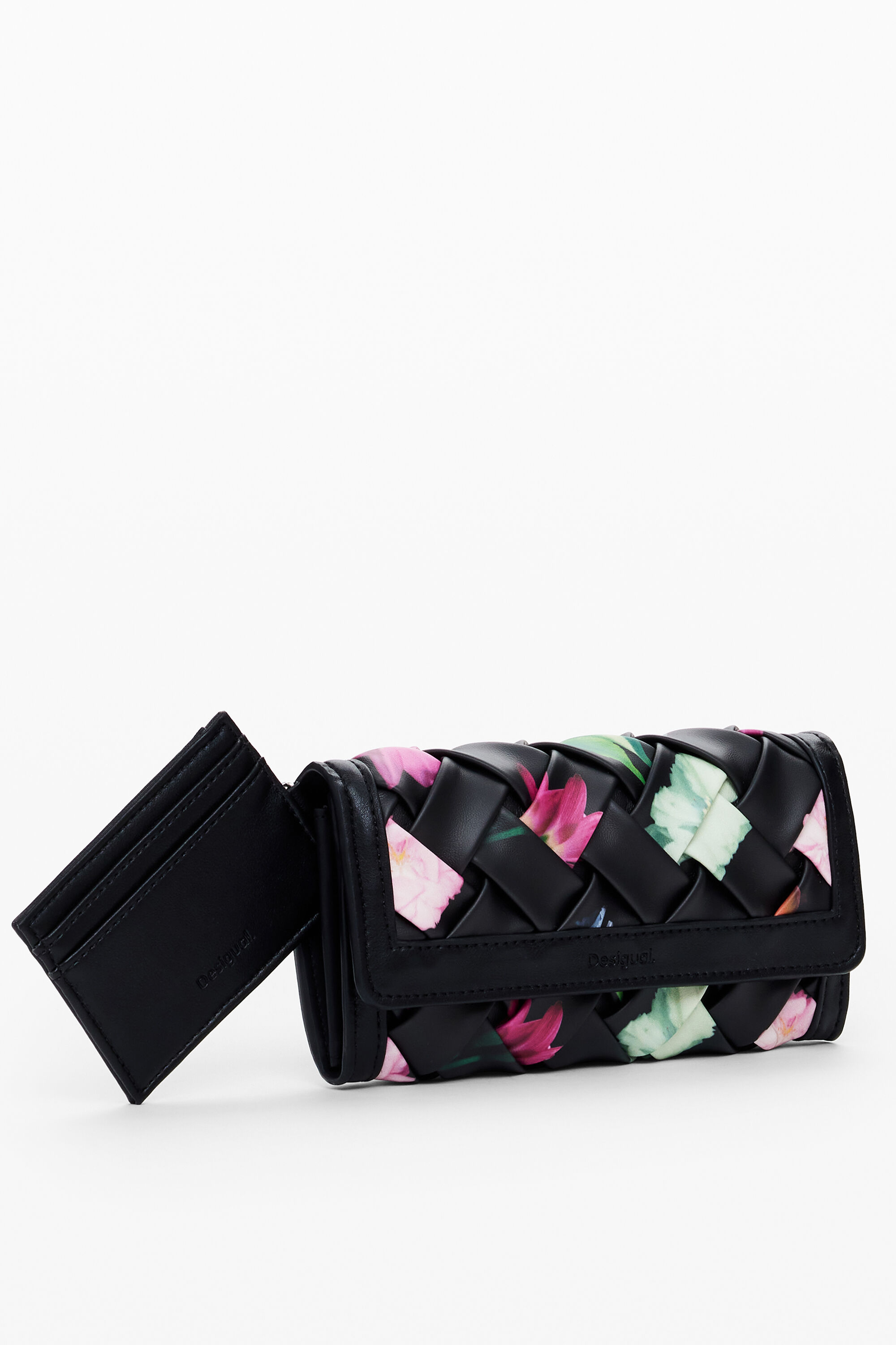 Desigual Grote gevlochten portemonnee - BLACK