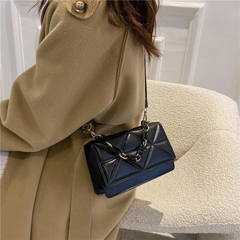 Exquisite handbag NO 1 Hoogwaardige klassieke effen schoudertas met textuur voor dames in een niche-crossbodytas, modieuze kleine vierkante tas wit