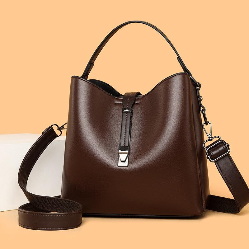 JINBAOSEN BAG Cross Border High-end zachte leren emmertas voor vrouwen 2024 Nieuwe eenvoudige en veelzijdige meerlaagse grote capaciteit enkele schouder crossbody tas