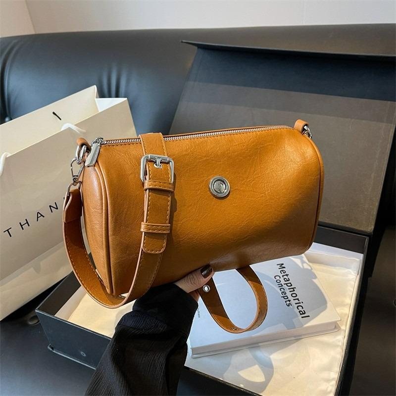 JINBAOSEN BAG Populaire Retro Leisure Dames Kleine Tas 2024 Nieuwe Mode Textuur Schoudertas Veelzijdige Crossbody Tas Cilinder Tas