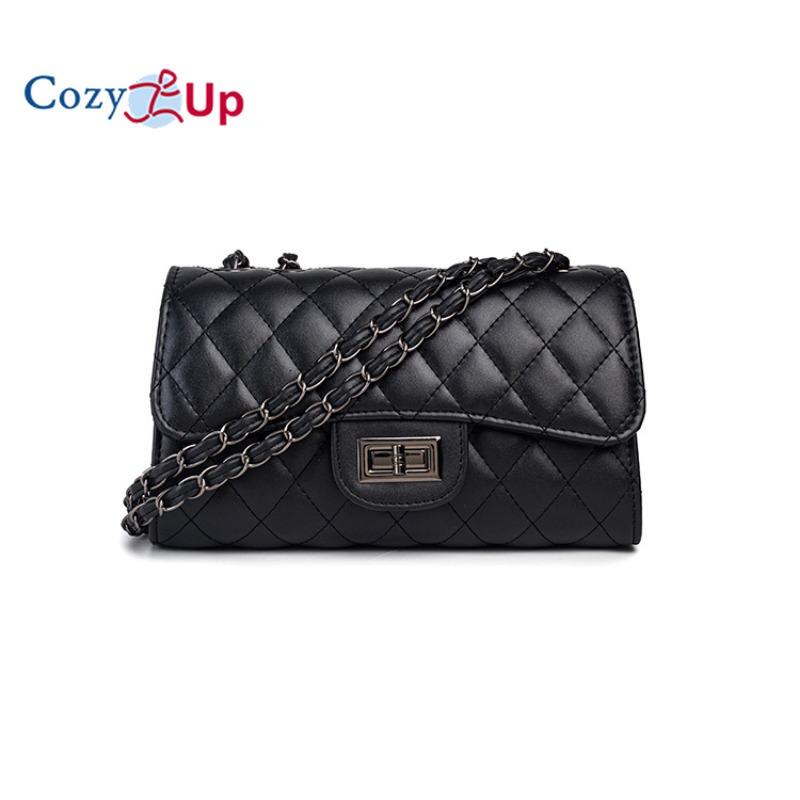 Cozy Up Bags Cozy Up Chain Crossbody Bag, tas met grote capaciteit, Diamond Grid-tas, dagelijkse tas voor woon-werkverkeer, damestas zwart