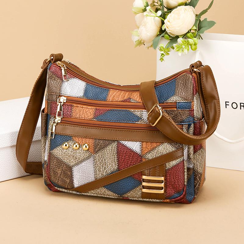 Kuluosidi PU Zacht Leren Damestas Schoudertas Middelbare Leeftijd Moeder Crossbody Tas koffie