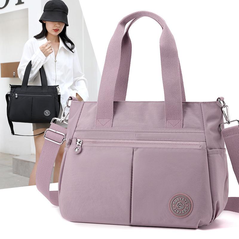 Kuluosidi Grote capaciteit Tote Bag Nylon Schoudertas Effen Kleur Dames Crossbody Tas Handtas met meerdere compartimenten groen