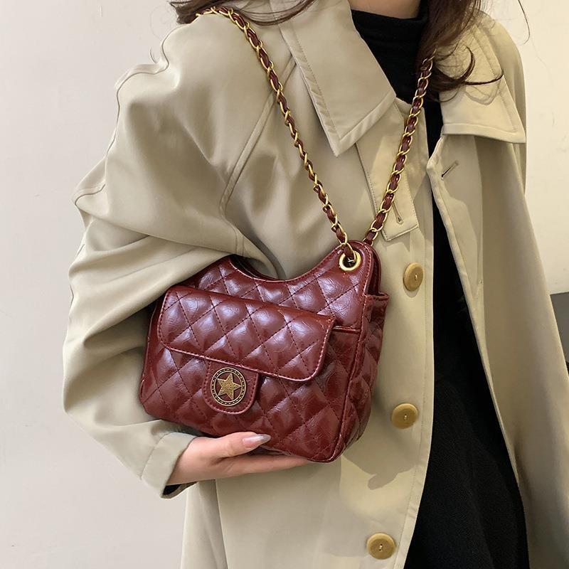 JINBAOSEN BAG Lingge Chain Dames Grote Capaciteit 2023 Nieuwe Modieuze Herfst Enkele Schouder Crossbody Tas Internet Celebrity Explosive Tote Bag