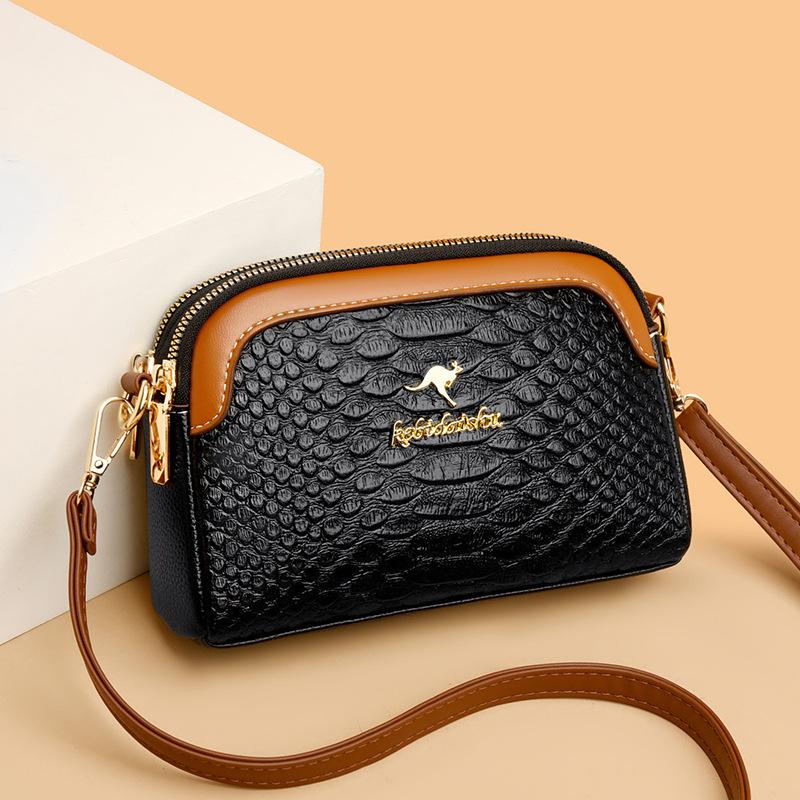 Kuluosidi Dames Kleine Tas Multi-Layer PU Schouder Crossbody Tas Moeder Tas zwart