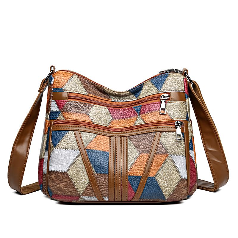 Kuluosidi Moedertas Multi-Layer Schoudertas Vrouwen Grote Capaciteit Crossbody Tas Multi-Pocket Tas Middelbare Leeftijd en Oudere Mobiele Telefoon Tas bruin