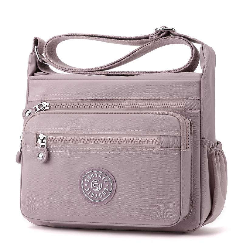Kuluosidi Nylon schoudertas dames crossbody tas middelbare leeftijd moeders tas grote capaciteit lichtgewicht tas roze