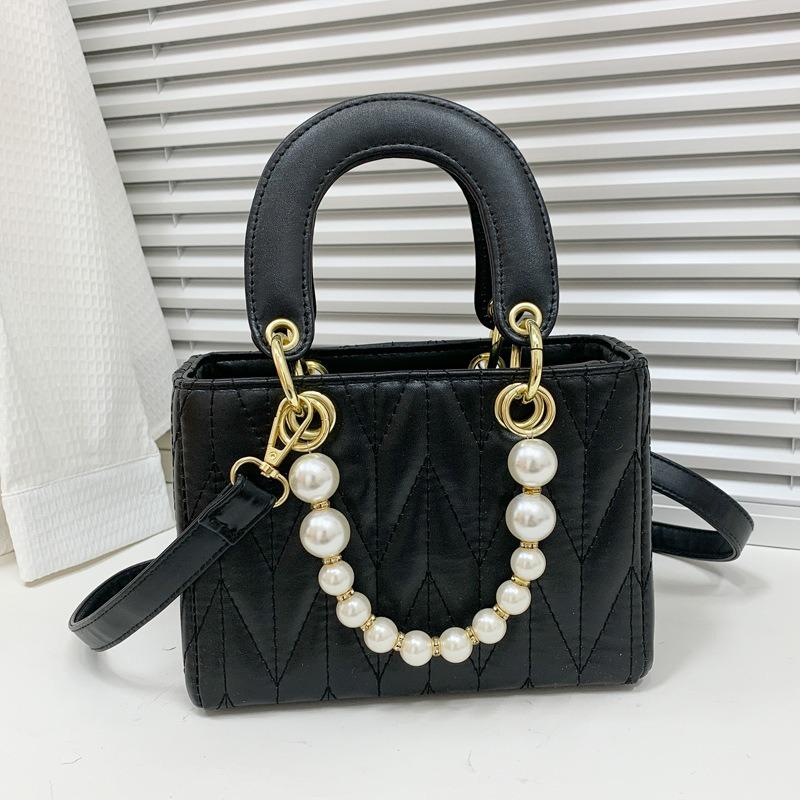 JINBAOSEN BAG Lingge Pearl Modieuze Schoudertas 2024 Zomer Nieuwe Mode Veelzijdige Een Schouder Crossbody Effen Kleur Handheld Kleine Vierkante Tas