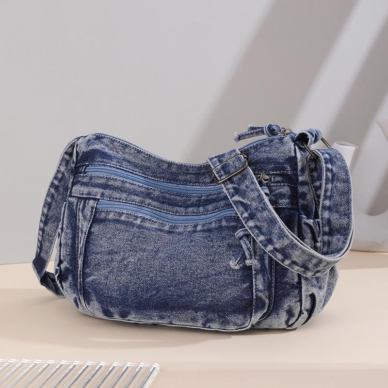 Kuluosidi Denim tas Dames forensentas Grote capaciteit Crossbody tas Studenten klas tas zwart