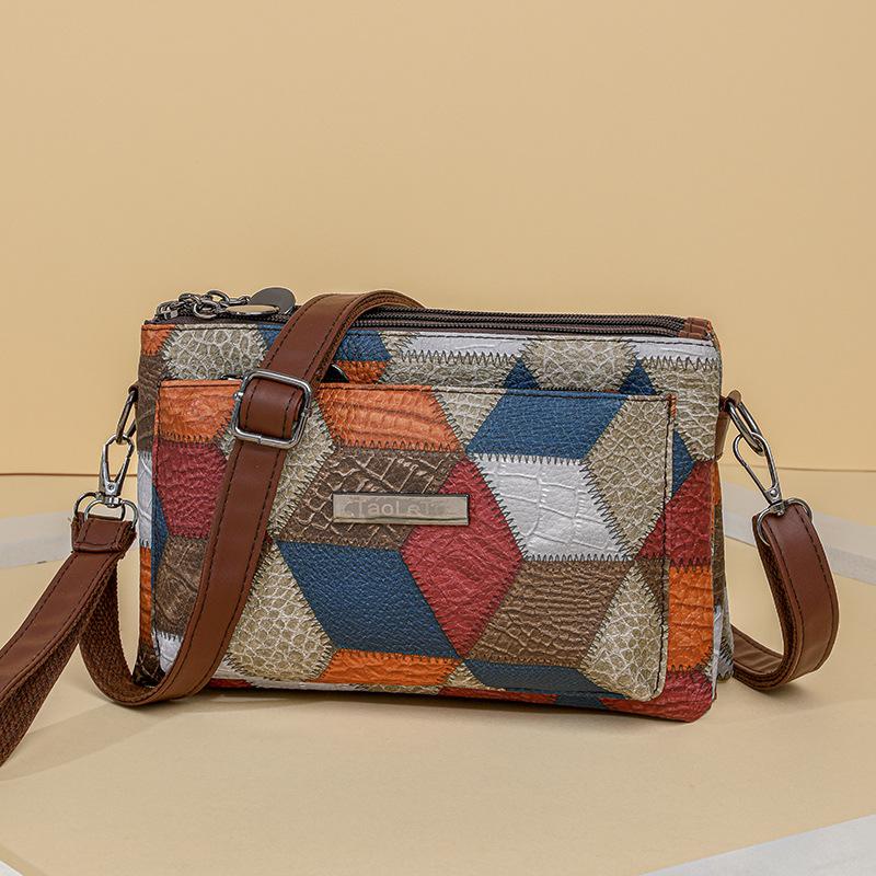 Kuluosidi Color Block Schoudertas Dames Grote Capaciteit Crossbody Tas Mobiele Telefoon Tas Munt Portemonnee Moeder Tas blauw