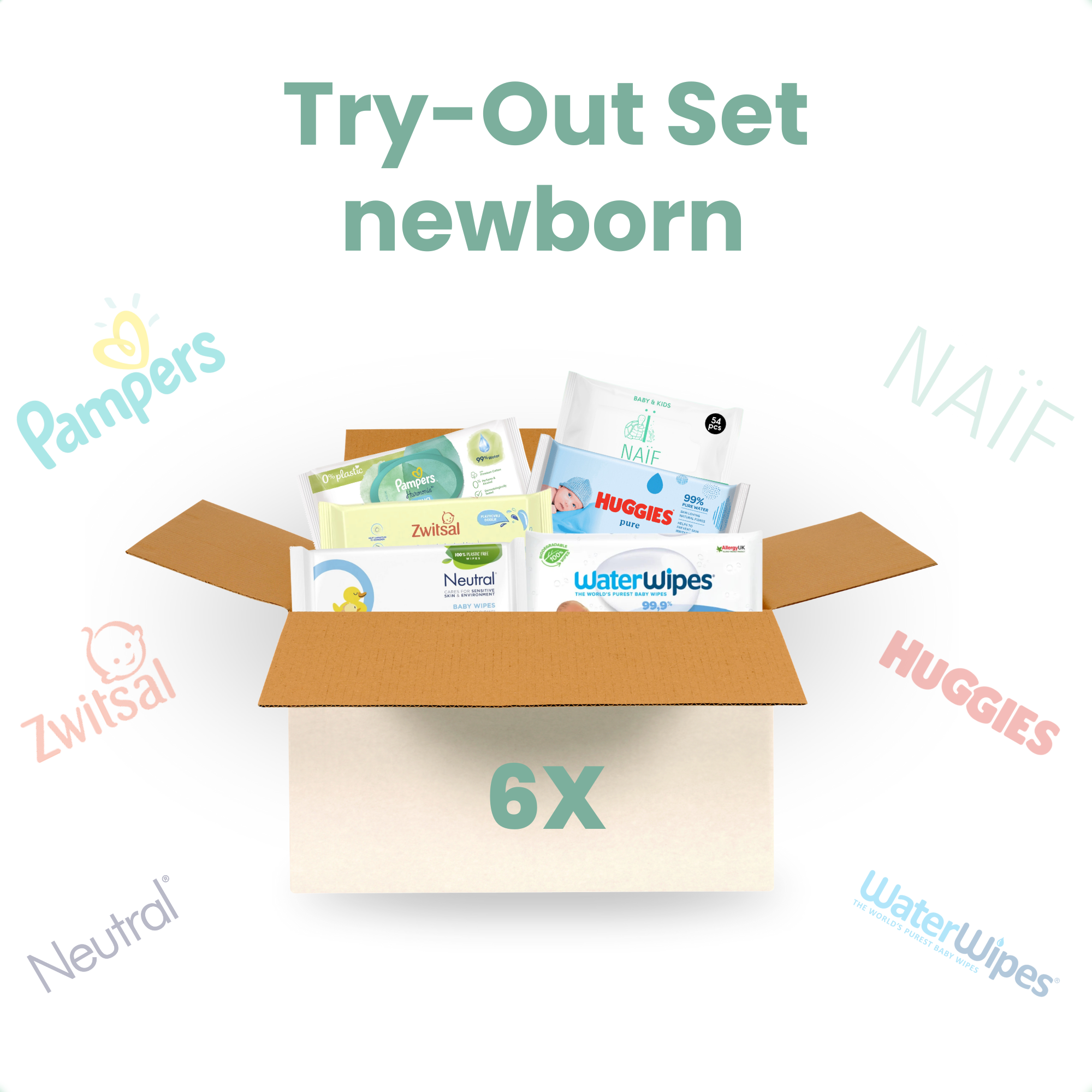 Babydrogist  Try-Out Verpakking Billendoekjes - Newborns - 6-pack - Vergelijk de Topmerken voor Gevoelige Huid